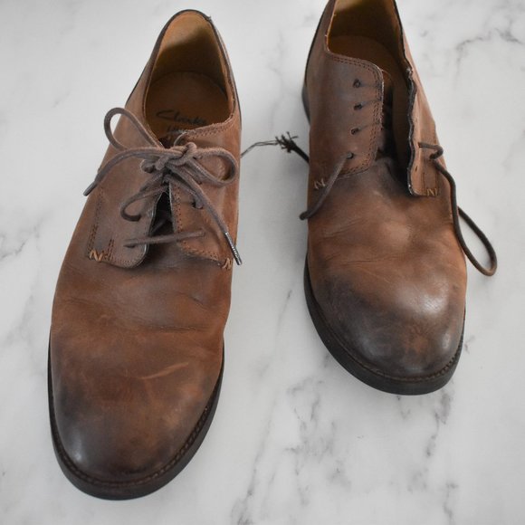 Clarks Plus brown leather dress shoe derby shoes size 9